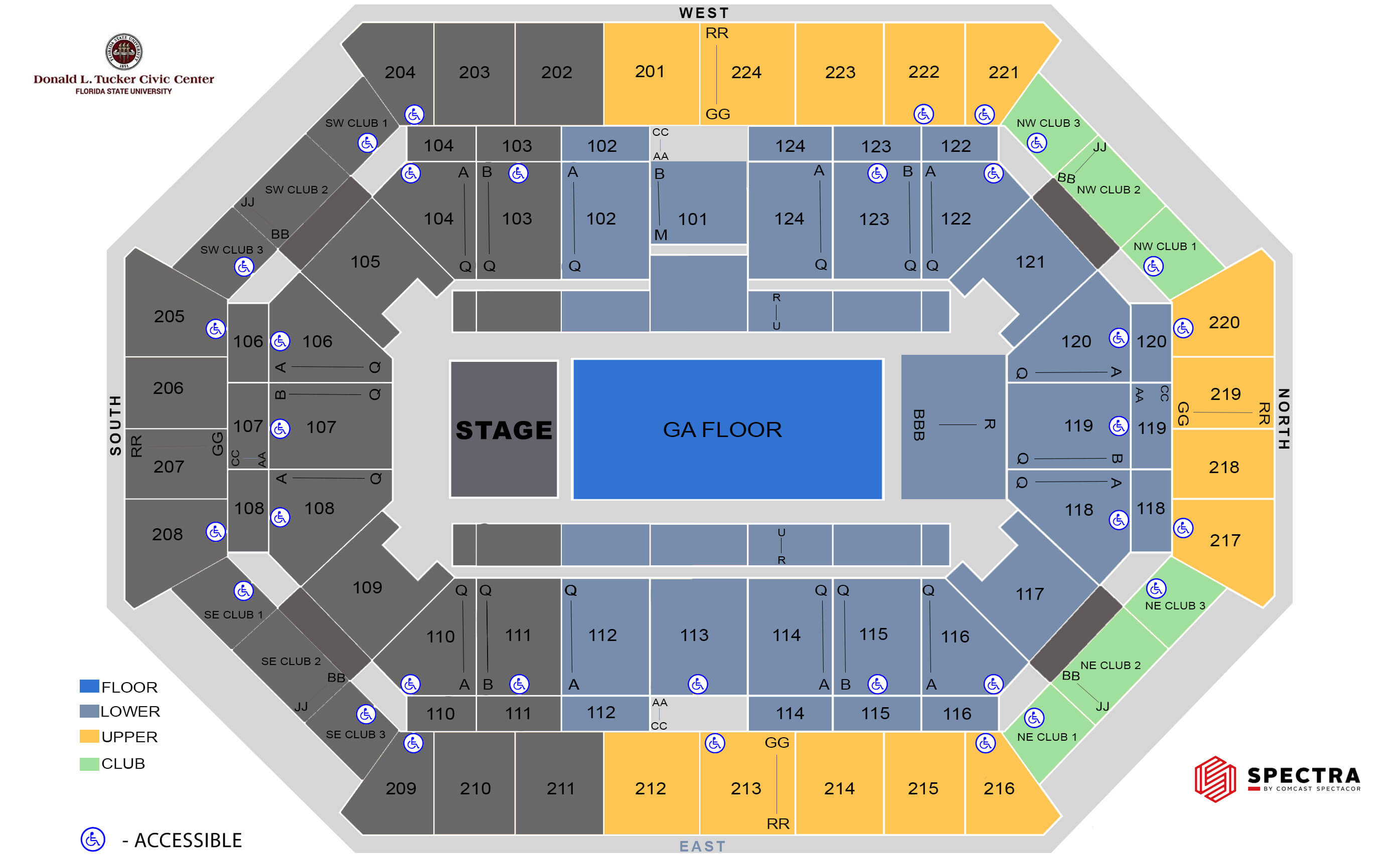 seating charts donald l tucker civic center donald tucker seating chart
